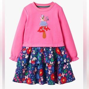 Mini Boden Kids Girls Whimsical Fairy Mushroom Appliqué Dress Size 7/8